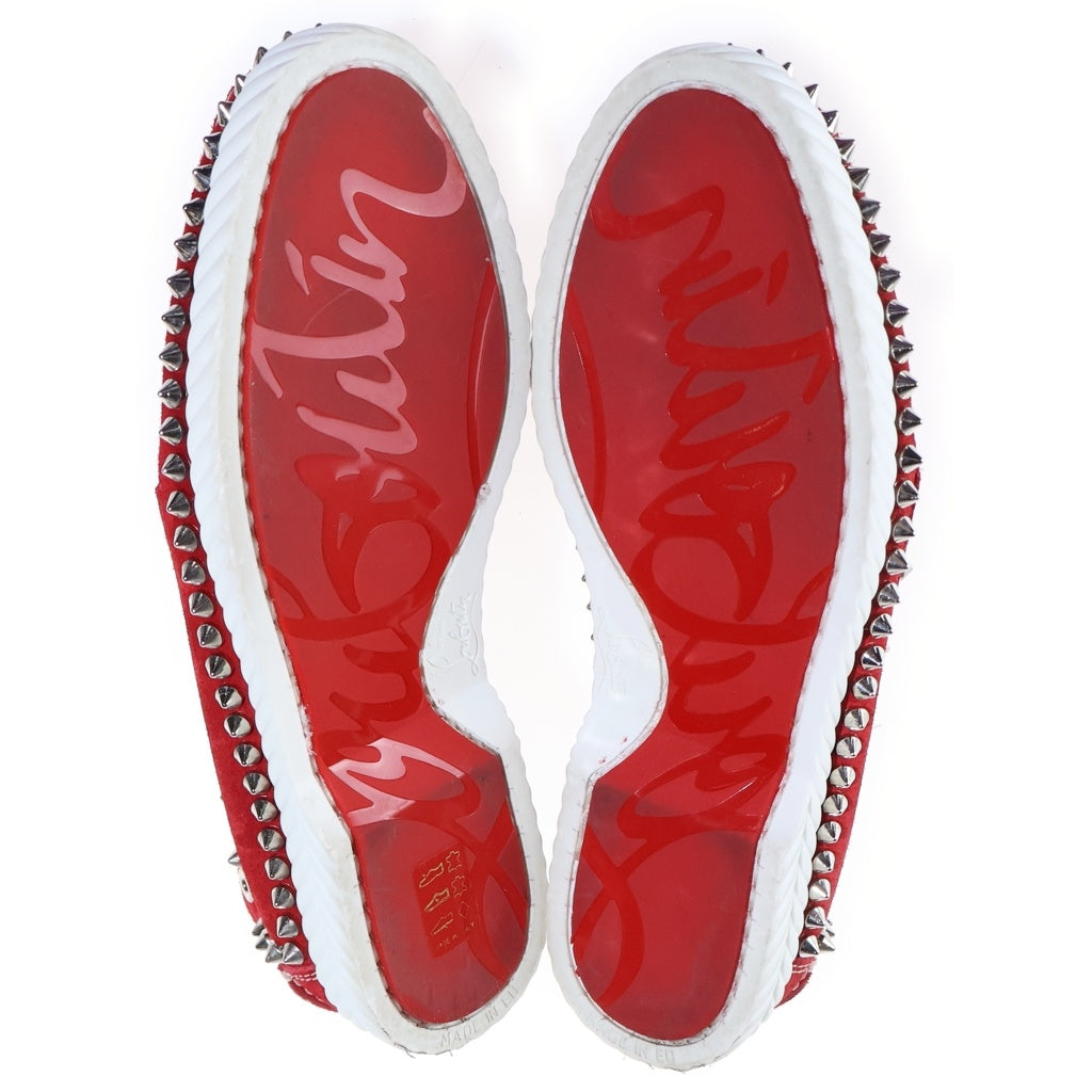 CHRISTIAN LOUBOUTIN(クリスチャンルブタン) スパイクスタッズ デッキシューズ モカシンスリッポン レッド レディース