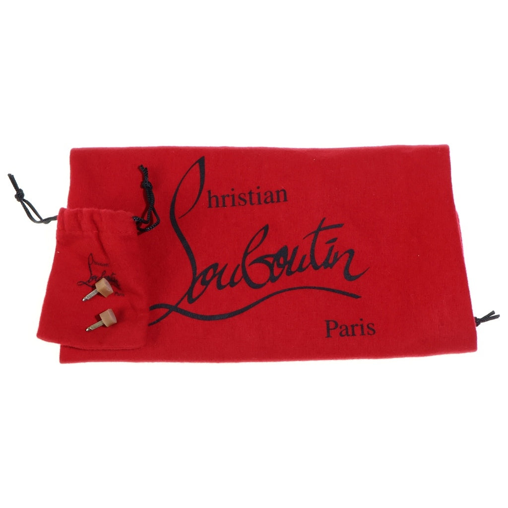 CHRISTIAN LOUBOUTIN(クリスチャンルブタン) オープリントゥ・スリングバック・ハイヒール パテントレザー プラットフォームサンダル ベージュ レディース