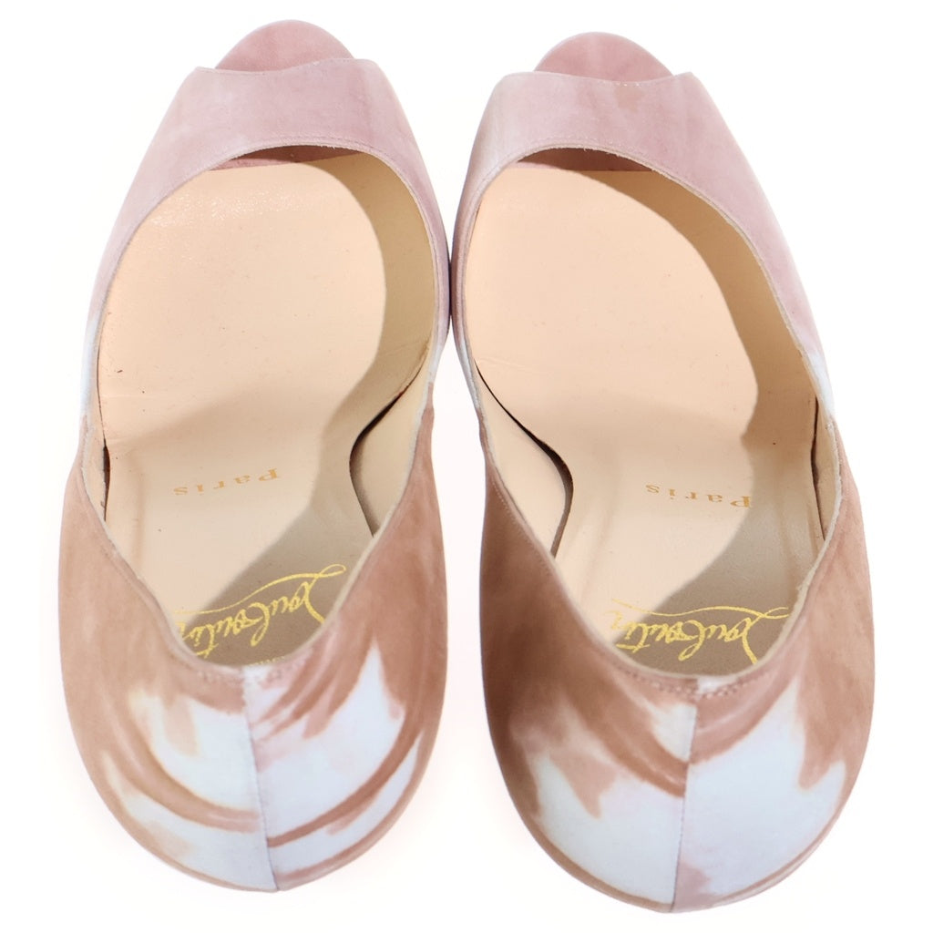 CHRISTIAN LOUBOUTIN(クリスチャンルブタン) New Very Prive ニューベリープライブ オープントゥ・ハイヒール スエードレザー プラットフォームサンダル ベージュ レディース