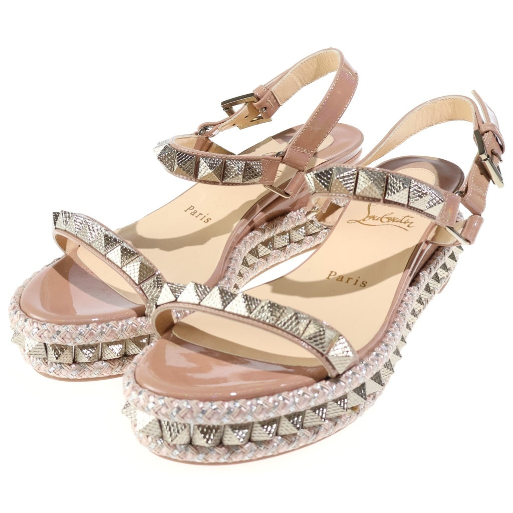 CHRISTIAN LOUBOUTIN(クリスチャンルブタン) スパイクスタッズ ウェッジソール サンダル ベージュ レディース