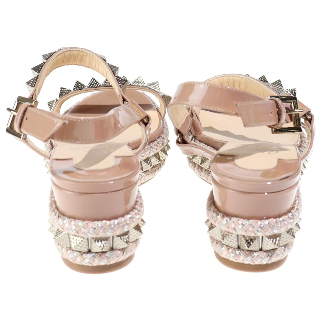 CHRISTIAN LOUBOUTIN(クリスチャンルブタン) スパイクスタッズ ウェッジソール サンダル ベージュ レディース