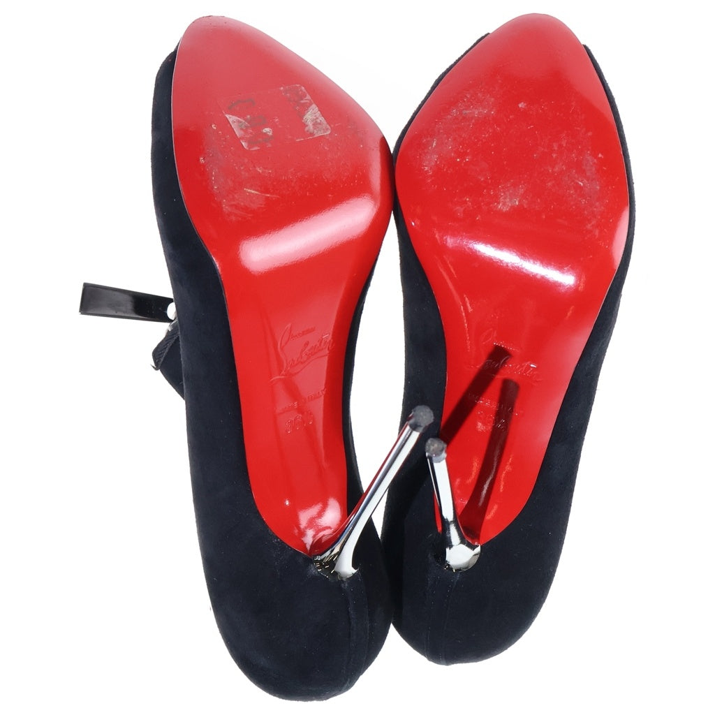 CHRISTIAN LOUBOUTIN(クリスチャンルブタン) Zipito Booty オープントゥ・ブーティ スエードレザー フロントジップアップ ハイヒール ブラック レディース