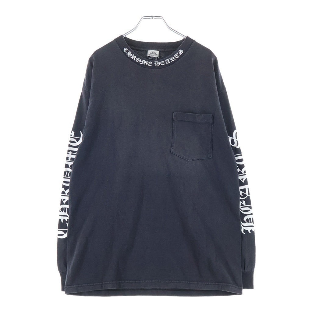 CHROME HEARTS(クロムハーツ) OLD L/S NECK LOGO SCRL LAVEL オールド ネックロゴ バックスクロールラベル 両面プリント 長袖Tシャツ カットソー ブラック