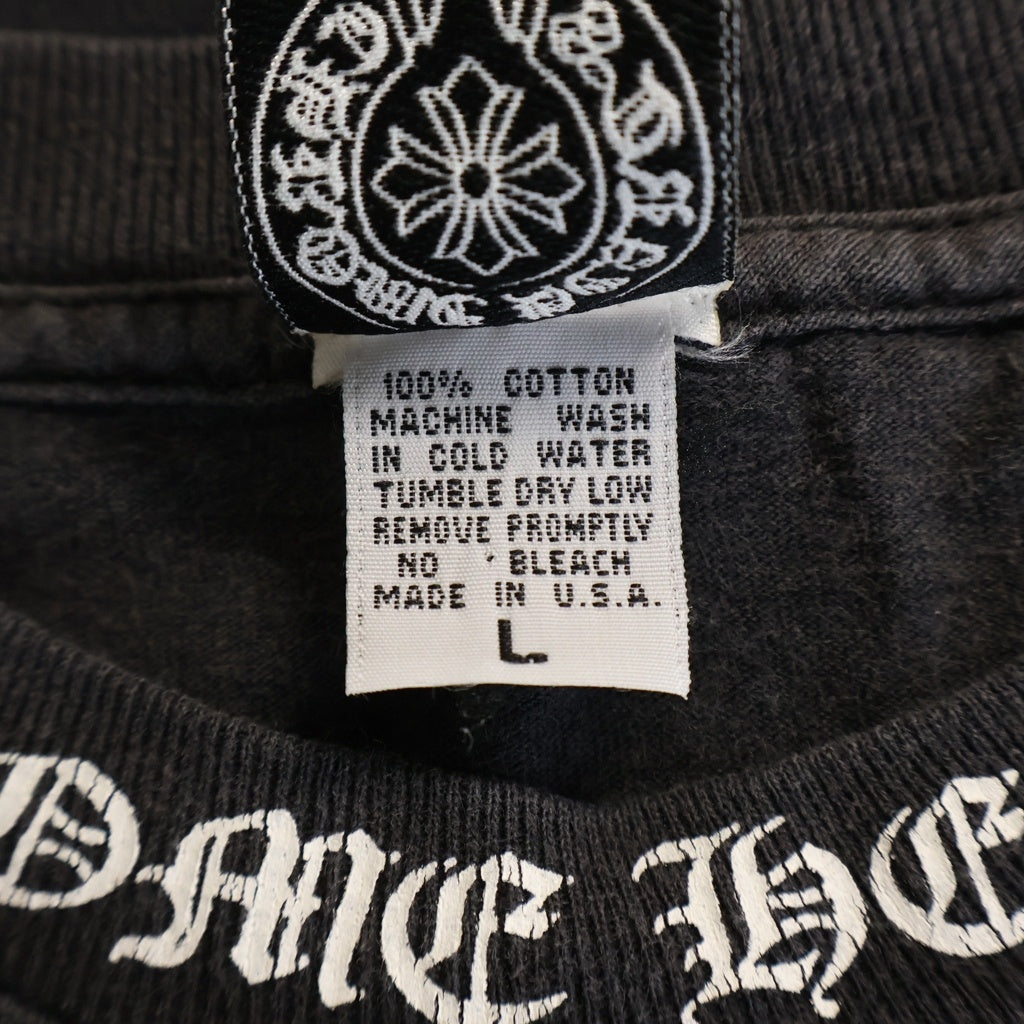 CHROME HEARTS(クロムハーツ) OLD L/S NECK LOGO SCRL LAVEL オールド ネックロゴ バックスクロールラベル 両面プリント 長袖Tシャツ カットソー ブラック