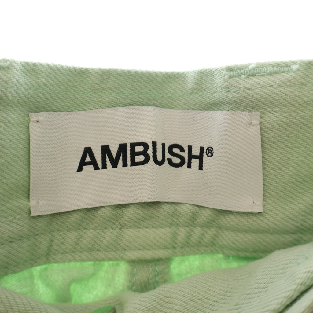 AMBUSH(アンブッシュ) パッチワークデザイン ジッパーフライ ストレートデニムパンツ ライトグリーン 12112054