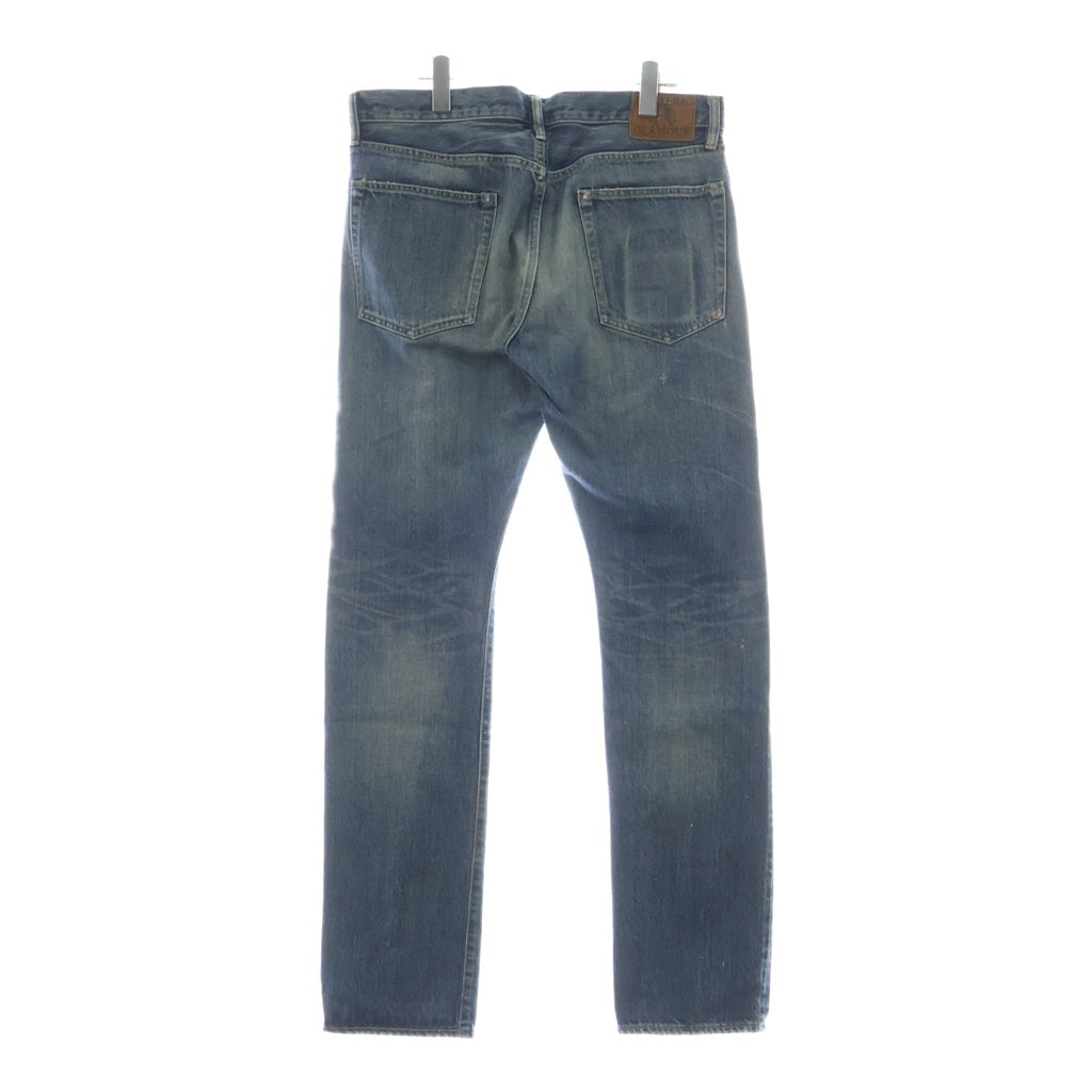 HYSTERIC GLAMOUR(ヒステリックグラマー) PF加工 スリムストレートデニムダメージ加工 ピラミッドスタッズ ジーンズ パンツ インディゴ