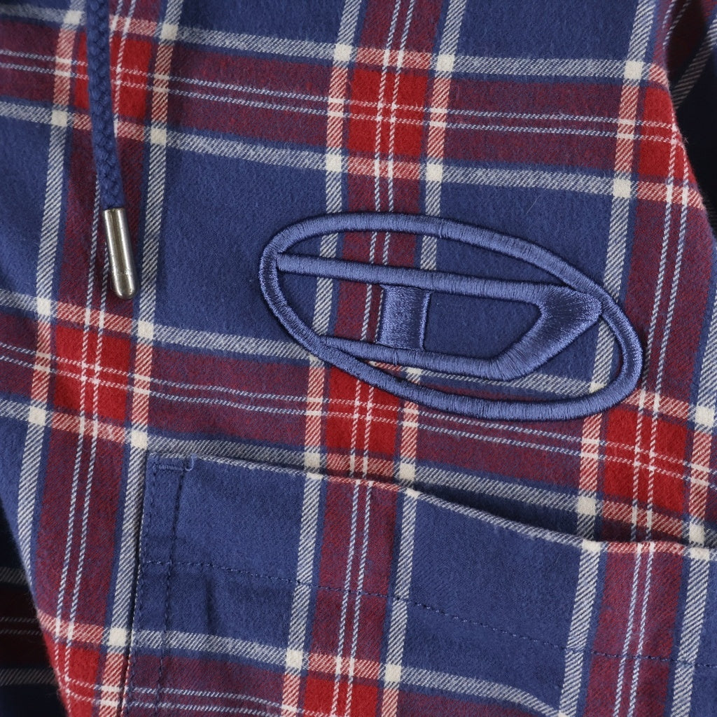 DIESEL(ディーゼル) S-DEWNY-HOOD-AJFI フード付き チェック総柄 長袖シャツ マルチ