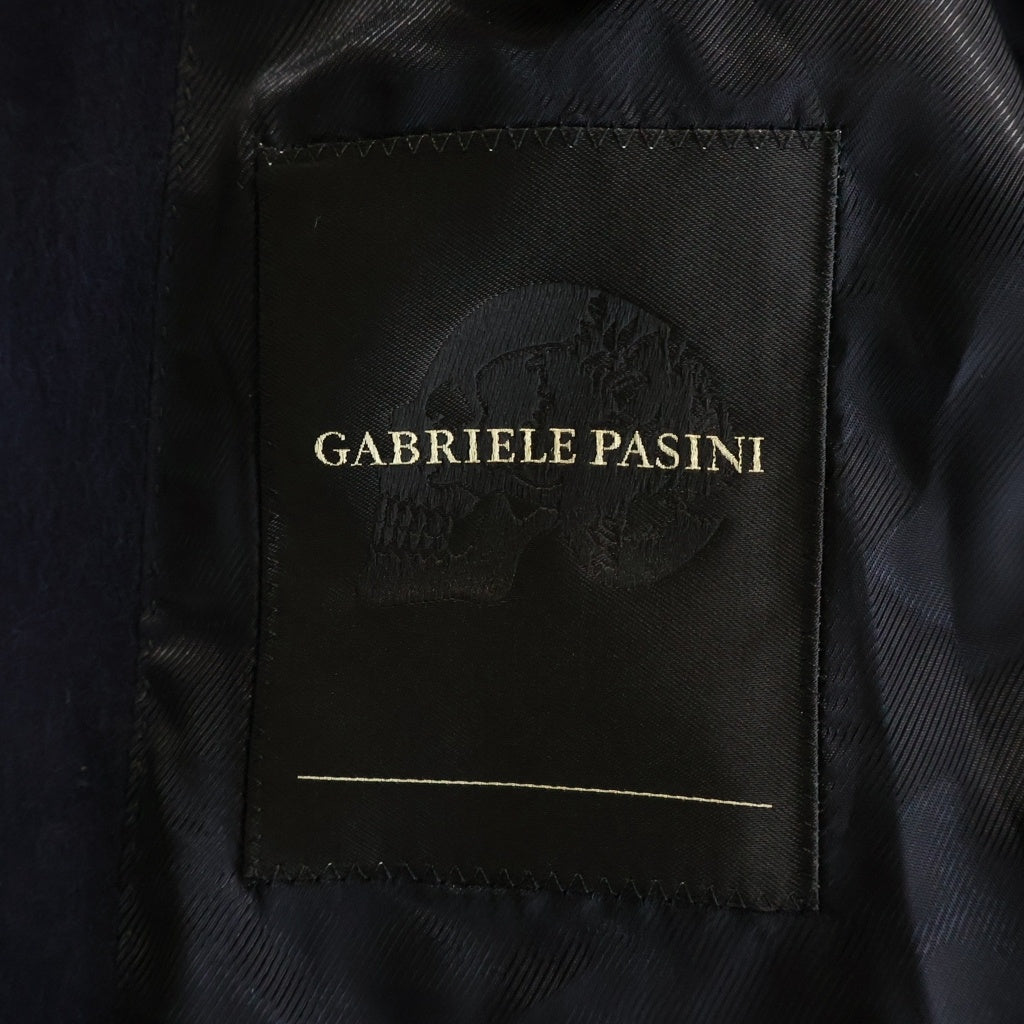 GABRIELE PASINI(ガブリエレ パジーニ) スカルデザインボタン 裏地プリント ウール テーラードジャケット ネイビー