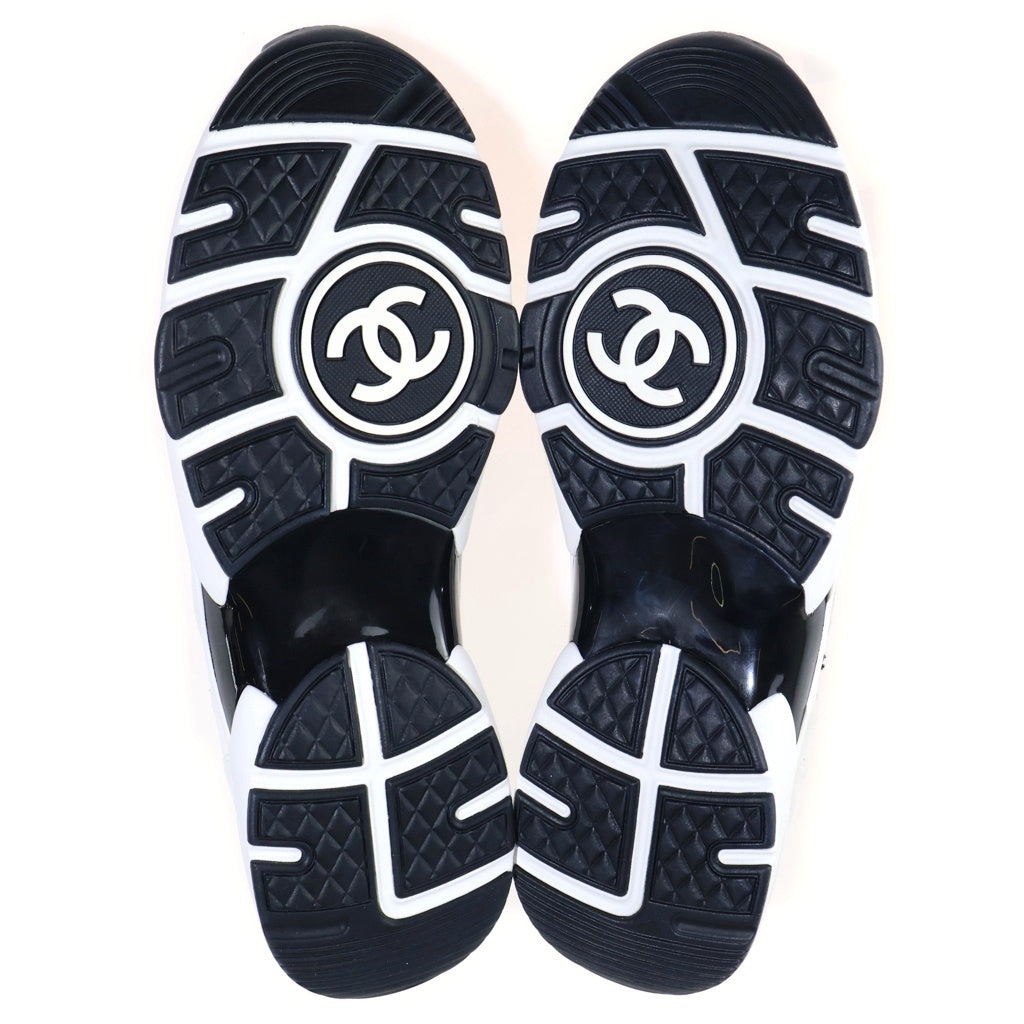 CHANEL(シャネル) ココマーク レースアップ レザー ローカットスニーカー ホワイト/ブルー レディース G38301