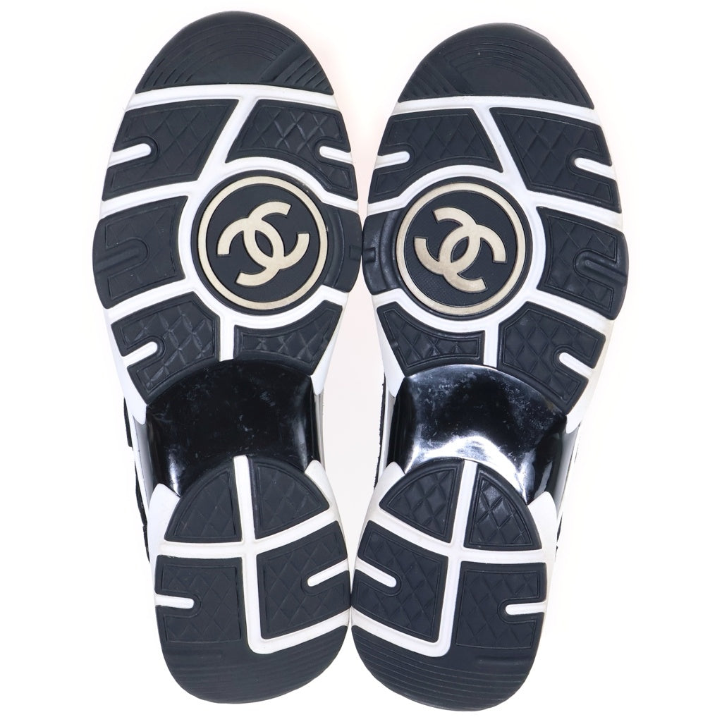 CHANEL(シャネル) ココマーク総柄プリント スエードレザー ローカットスニーカー ブラック レディース G39232