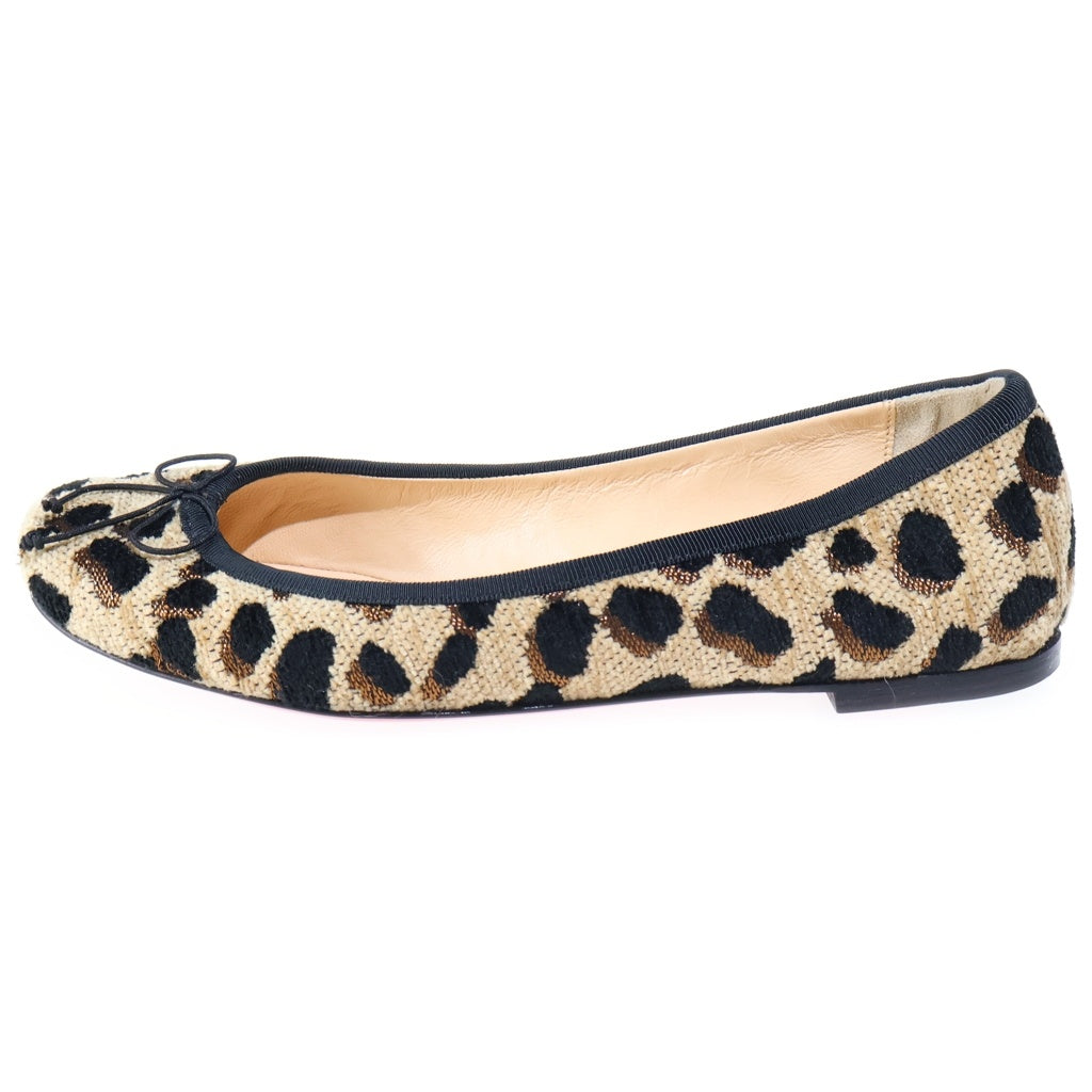 CHRISTIAN LOUBOUTIN(クリスチャンルブタン) レオパード総柄 キャンバス バレエシューズ パンプス ブラウン レディース
