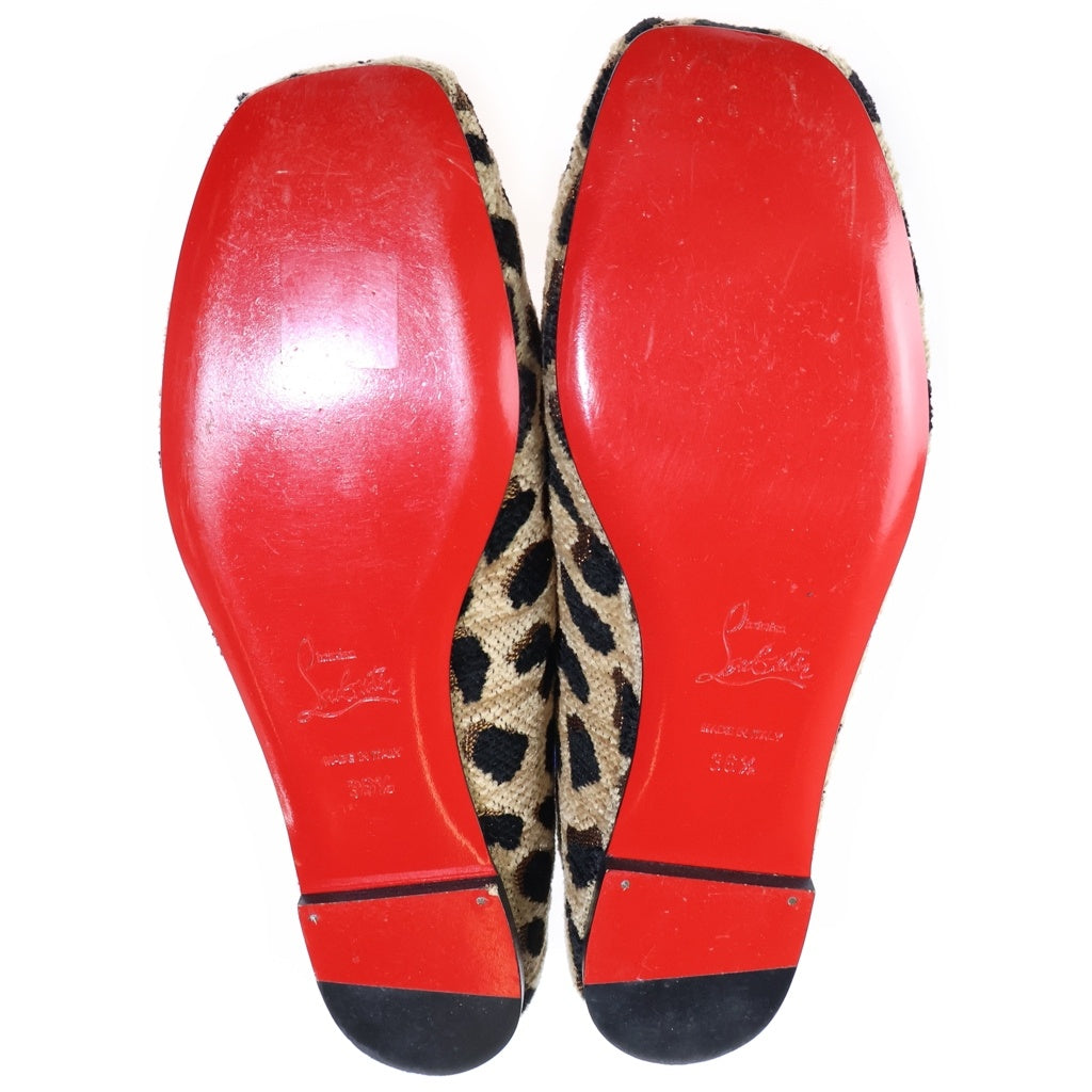 CHRISTIAN LOUBOUTIN(クリスチャンルブタン) レオパード総柄 キャンバス バレエシューズ パンプス ブラウン レディース