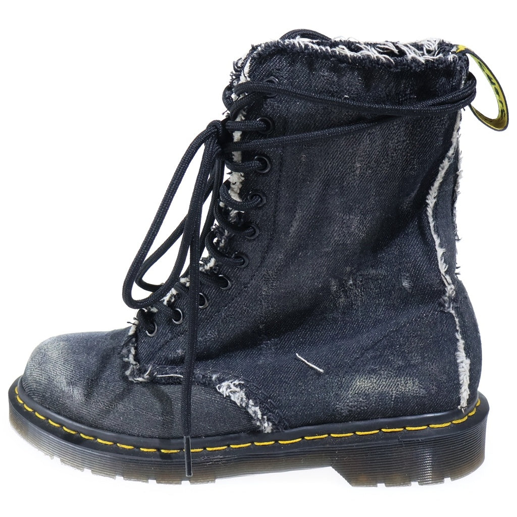 Dr.Martens(ドクターマーチン) ×OFF-WHITE Bleached Denim Boot オフホワイト ブリーチドデニムブーツ ブラック US8/26cm 22688