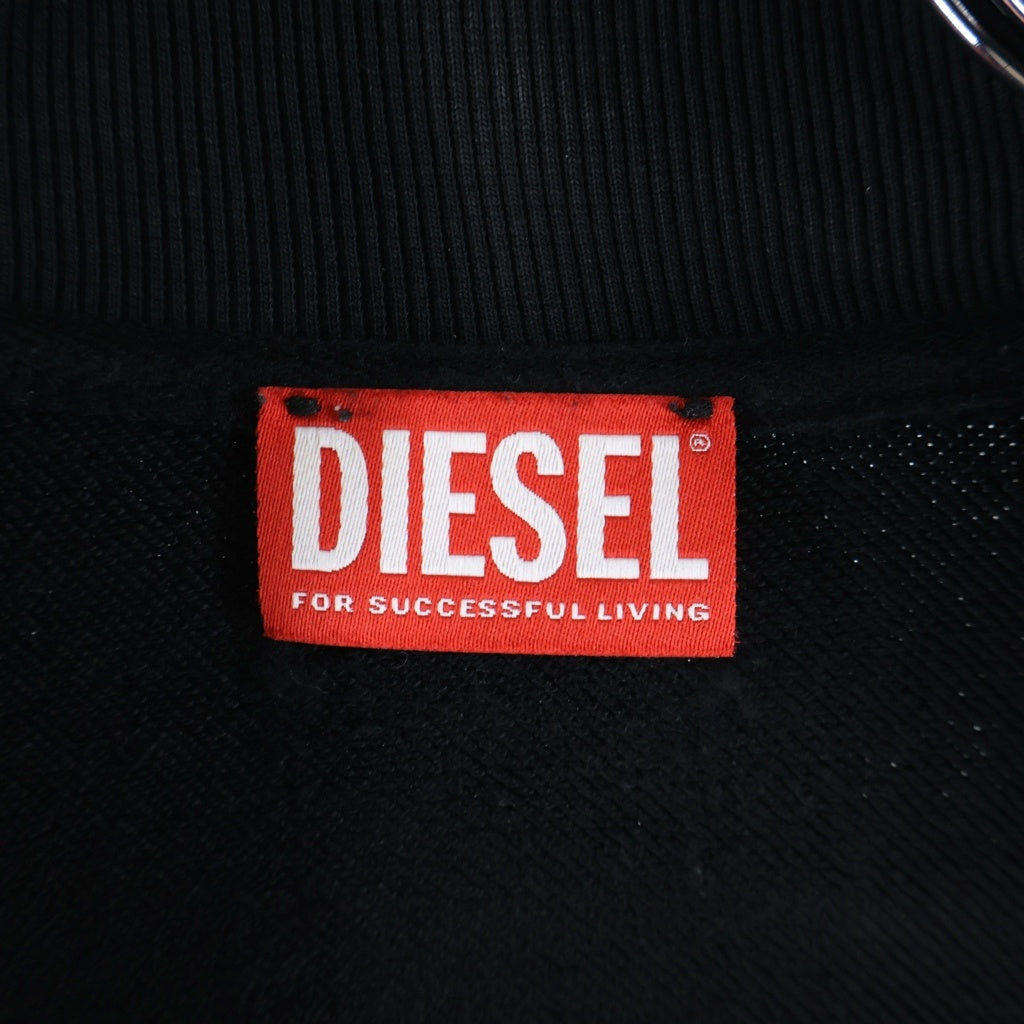 DIESEL(ディーゼル) S-GINNI-ZIP-OD エス ジンニ ジップ オーディー ロゴパッチ コットン ジップアップブルゾン ジャージ ブラック