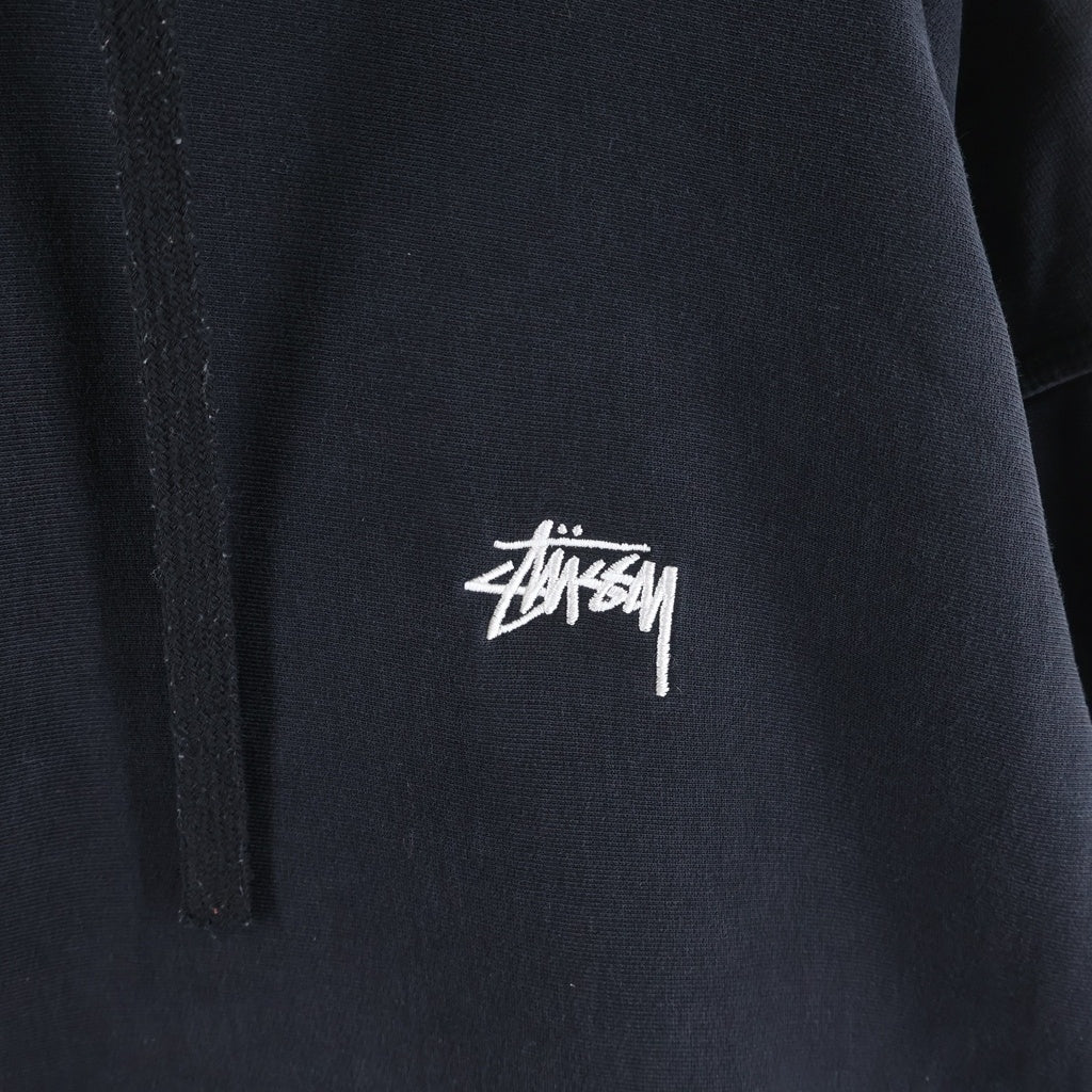 STUSSY(ステューシー) フロント ストックロゴ刺繍 プルオーバーパーカー フーディー ブラック