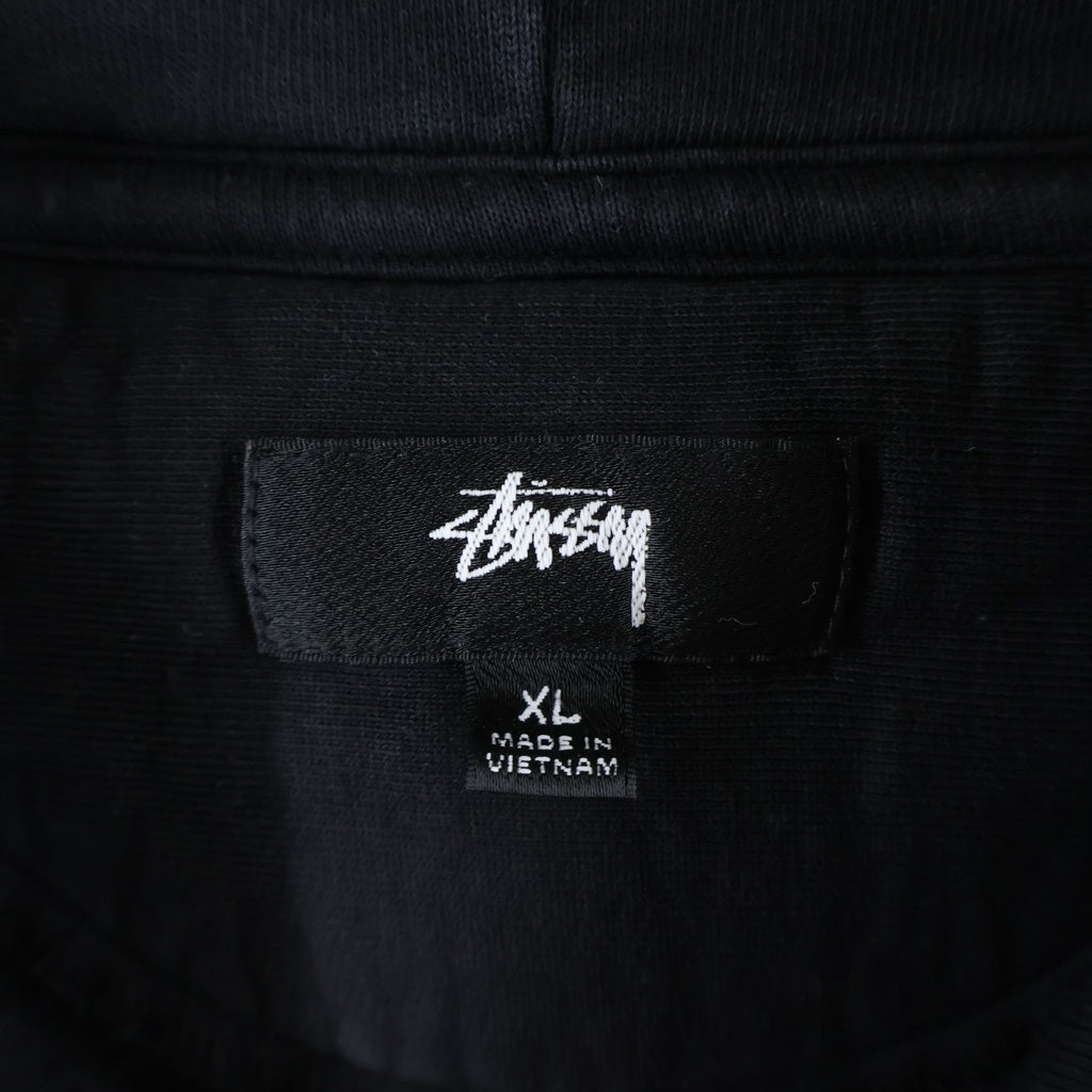 STUSSY(ステューシー) フロント ストックロゴ刺繍 プルオーバーパーカー フーディー ブラック
