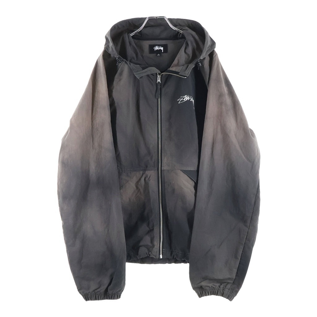 STUSSY(ステューシー) Beach Shell Wave Dye 両面ストックロゴプリント ナイロン フーデッド ジップアップジャケット ブラウン