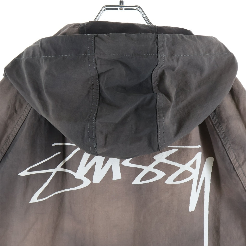 STUSSY(ステューシー) Beach Shell Wave Dye 両面ストックロゴプリント ナイロン フーデッド ジップアップジャケット ブラウン