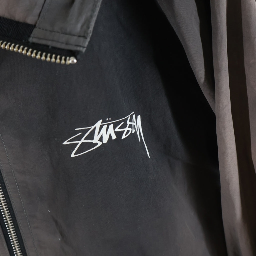 STUSSY(ステューシー) Beach Shell Wave Dye 両面ストックロゴプリント ナイロン フーデッド ジップアップジャケット ブラウン
