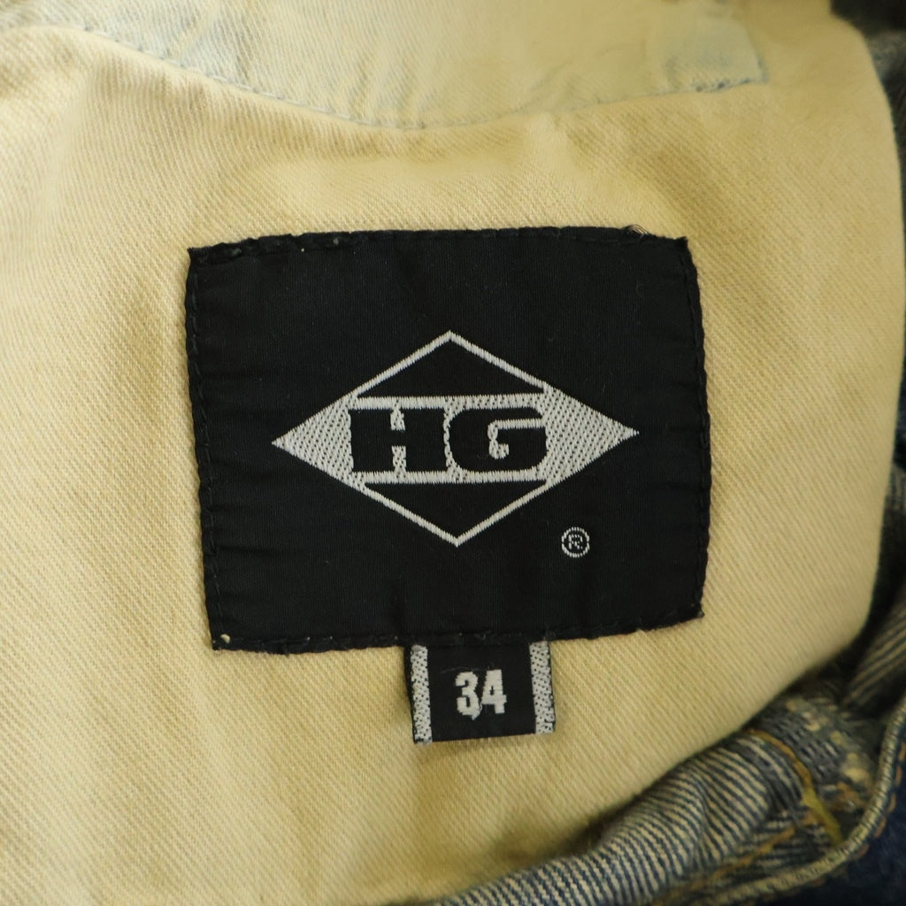 HYSTERIC GLAMOUR(ヒステリックグラマー) PF加工 スリムストレートデニムダメージ加工 ピラミッドスタッズ ジーンズ パンツ インディゴ