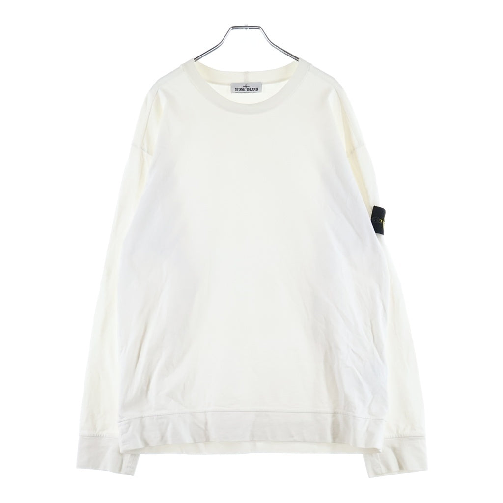 STONE ISLAND(ストーンアイランド) 22SS HEAVY COTTON JERSEY GARMENT DYED ヘヴィー コットン ジャージー ガーメントダイ ロゴパッチ 長袖Tシャツ カットソー ホワイト 761563750