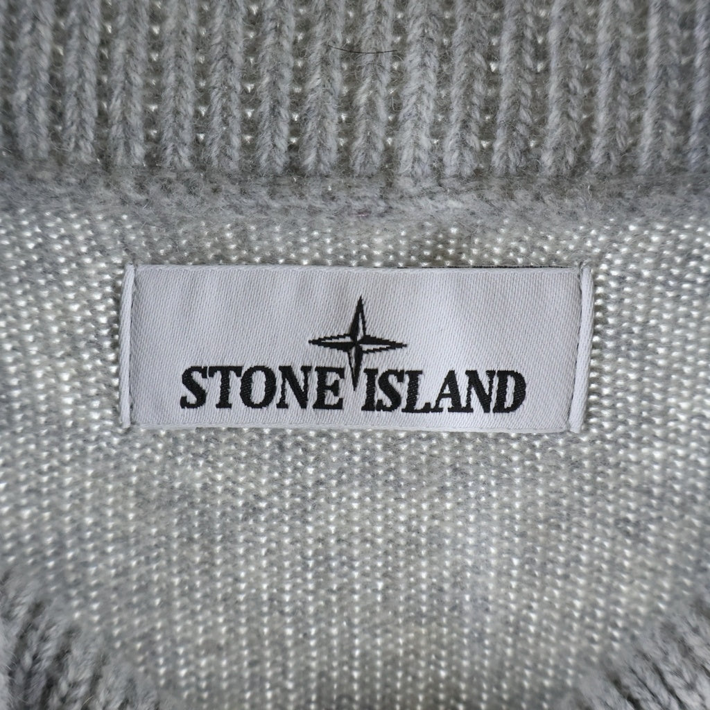 STONE ISLAND(ストーンアイランド) サイドパッチ付き ハーフジップ ニットセーター グレー 7715540A3