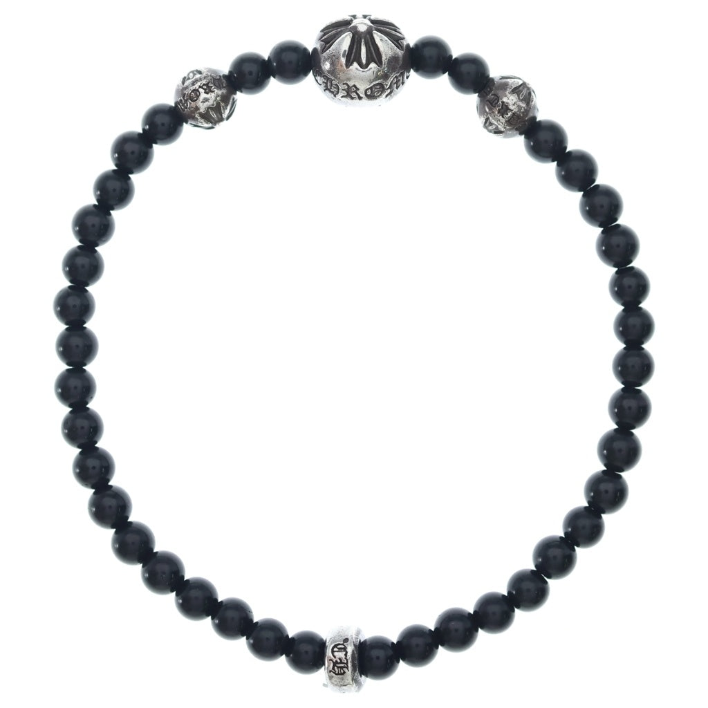 CHROME HEARTS(クロムハーツ) BEAD BRACELET 4mm ビーズブレスレット ブラックビーズブレスレット ブラック/シルバー