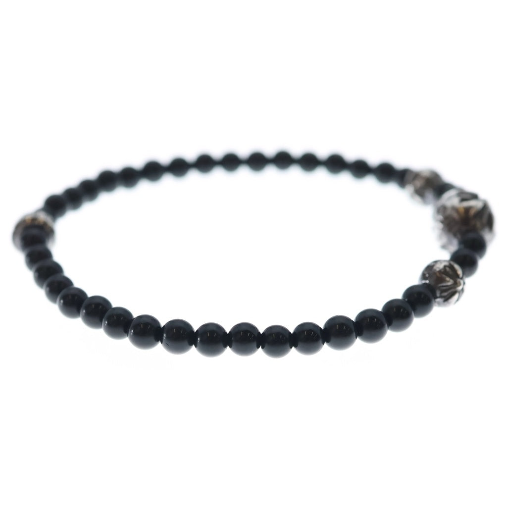 CHROME HEARTS(クロムハーツ) BEAD BRACELET 4mm ビーズブレスレット ブラックビーズブレスレット ブラック/シルバー