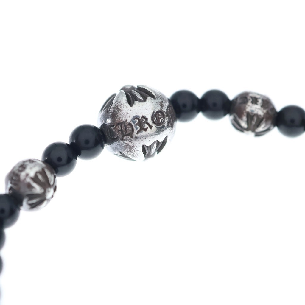 CHROME HEARTS(クロムハーツ) BEAD BRACELET 4mm ビーズブレスレット ブラックビーズブレスレット ブラック/シルバー