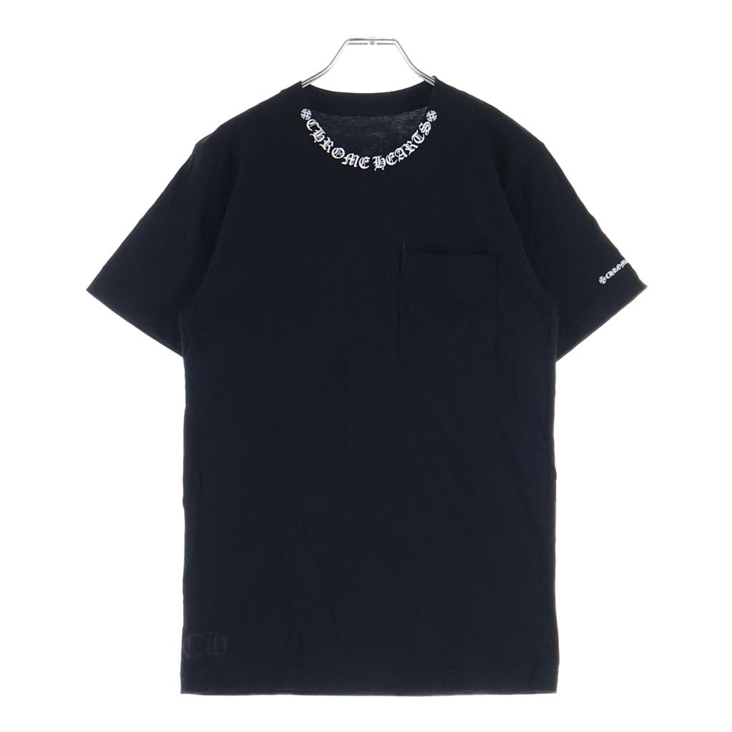 CHROME HEARTS(クロムハーツ) NECK LOGO S/S T-SHIRT ネックロゴプリント 胸ポケット 半袖Tシャツ カットソー ブラック