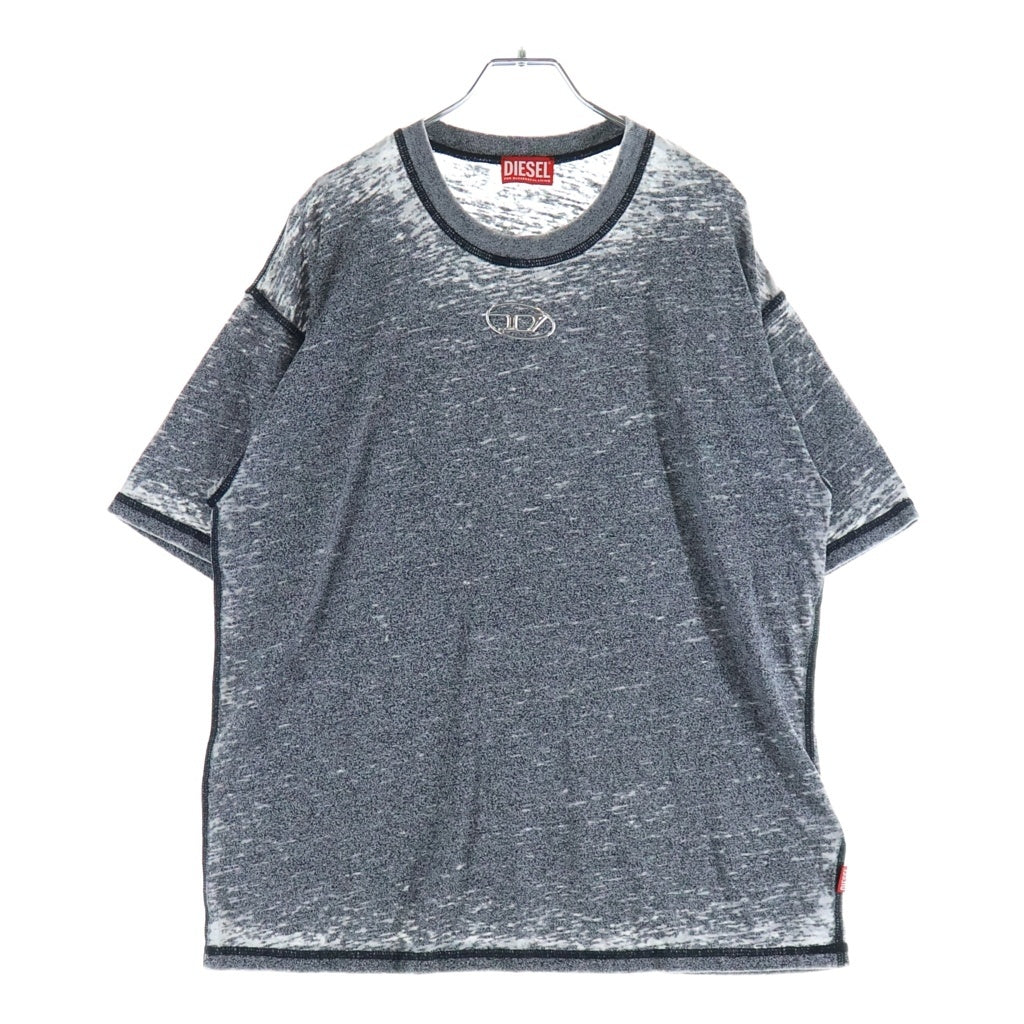 DIESEL(ディーゼル) T-BOXT-PAK フロントラバーDオーバルロゴ フェード加工 半袖Tシャツ カットソー グレー 0CPAJ