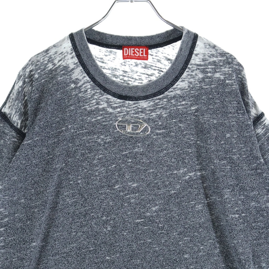 DIESEL(ディーゼル) T-BOXT-PAK フロントラバーDオーバルロゴ フェード加工 半袖Tシャツ カットソー グレー 0CPAJ