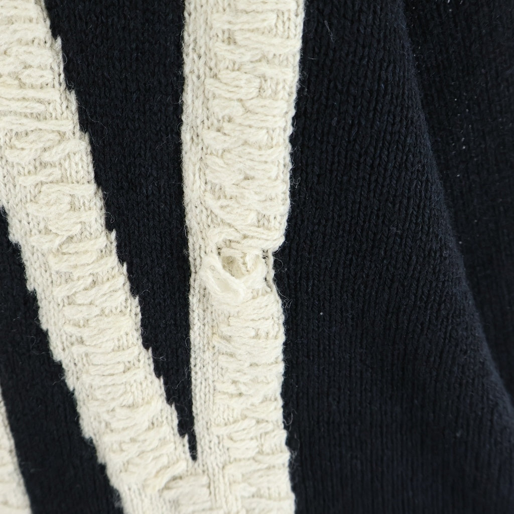 SAINT MICHAEL(セントマイケル) 21AW WOOL_SWTER_SIN ダメージ加工 ウールニット セーター 袖ステッチ ブラック SM-A21-0000-039