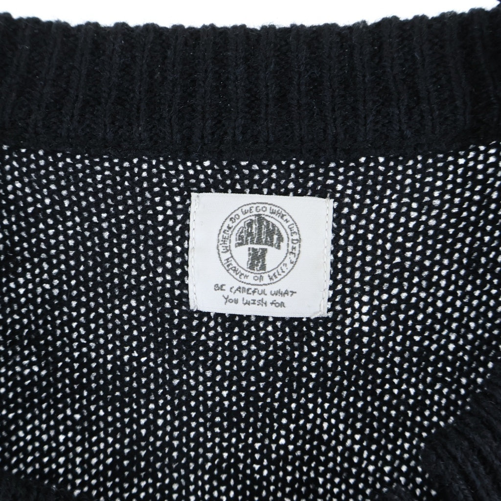 SAINT MICHAEL(セントマイケル) 21AW WOOL_SWTER_SIN ダメージ加工 ウールニット セーター 袖ステッチ ブラック SM-A21-0000-039