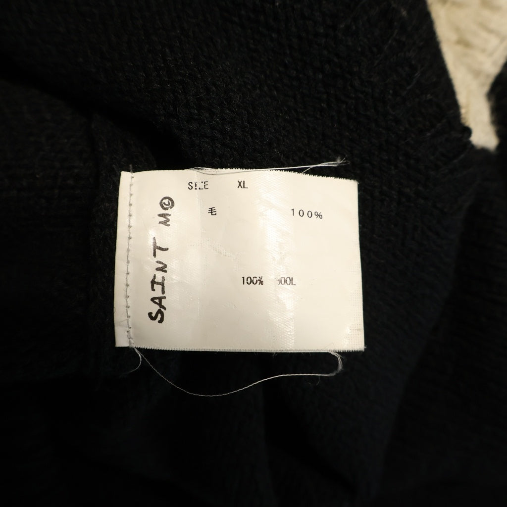 SAINT MICHAEL(セントマイケル) 21AW WOOL_SWTER_SIN ダメージ加工 ウールニット セーター 袖ステッチ ブラック SM-A21-0000-039