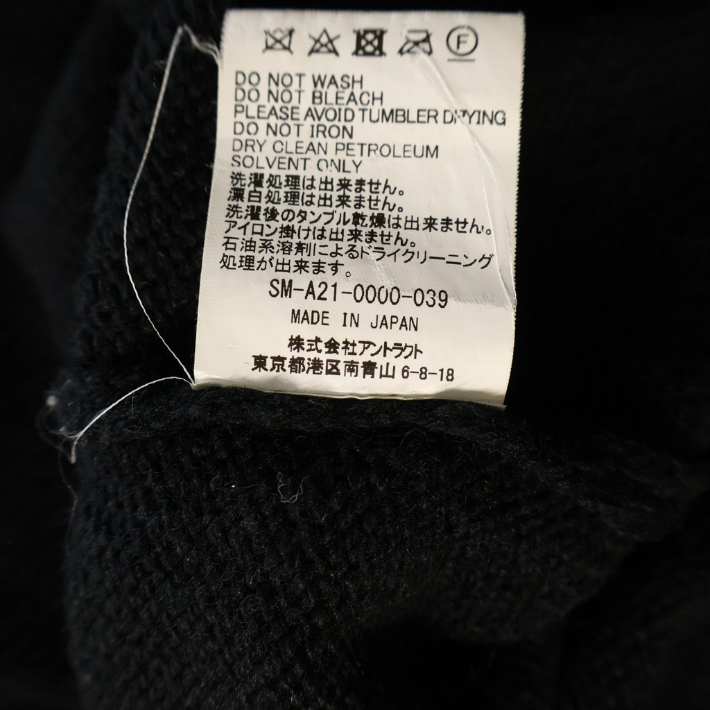 SAINT MICHAEL(セントマイケル) 21AW WOOL_SWTER_SIN ダメージ加工 ウールニット セーター 袖ステッチ ブラック SM-A21-0000-039