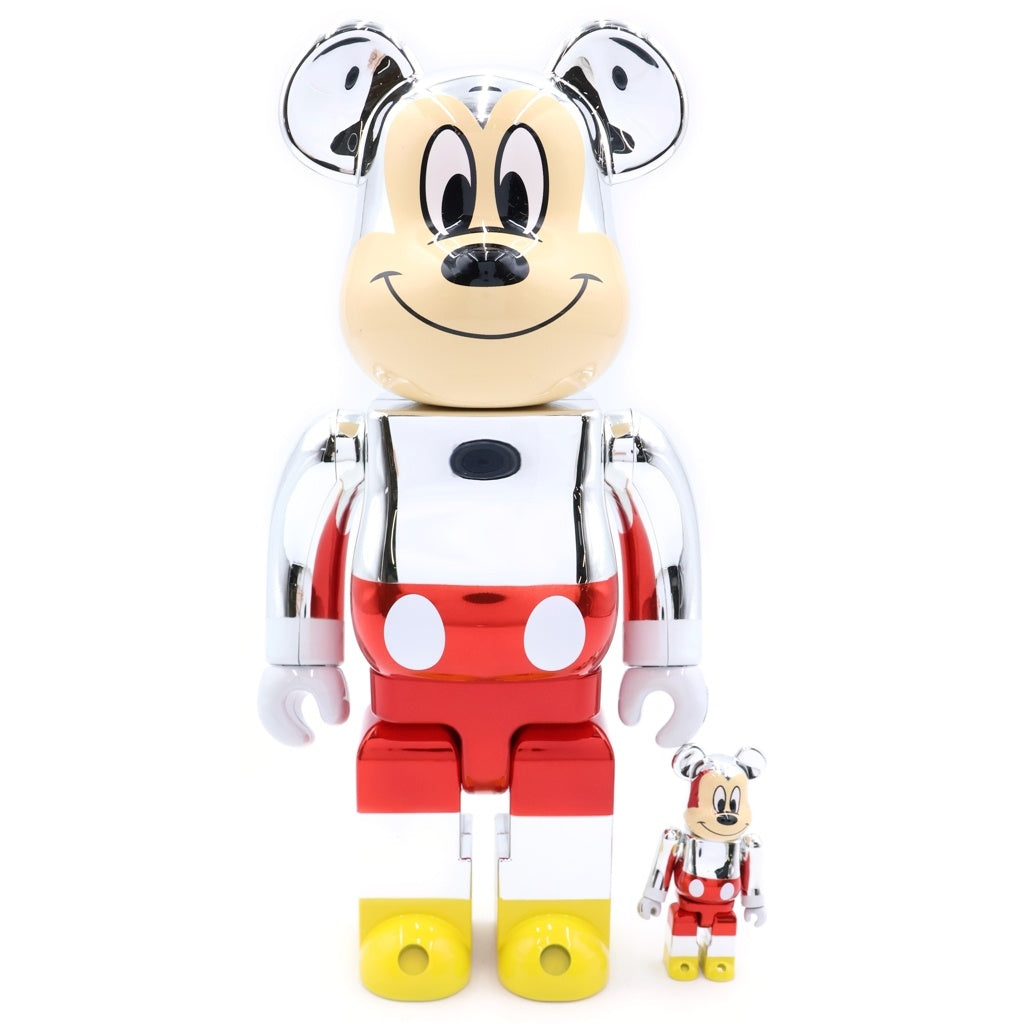 MEDICOM TOY(メディコムトイ) BE@RBRICK DISNEY MICKEY THE TRUE ORIGINAL 90YEARS 100%&400% ベアブリック ディズニー ミッキー フィギュア 人形 シルバー/レッド