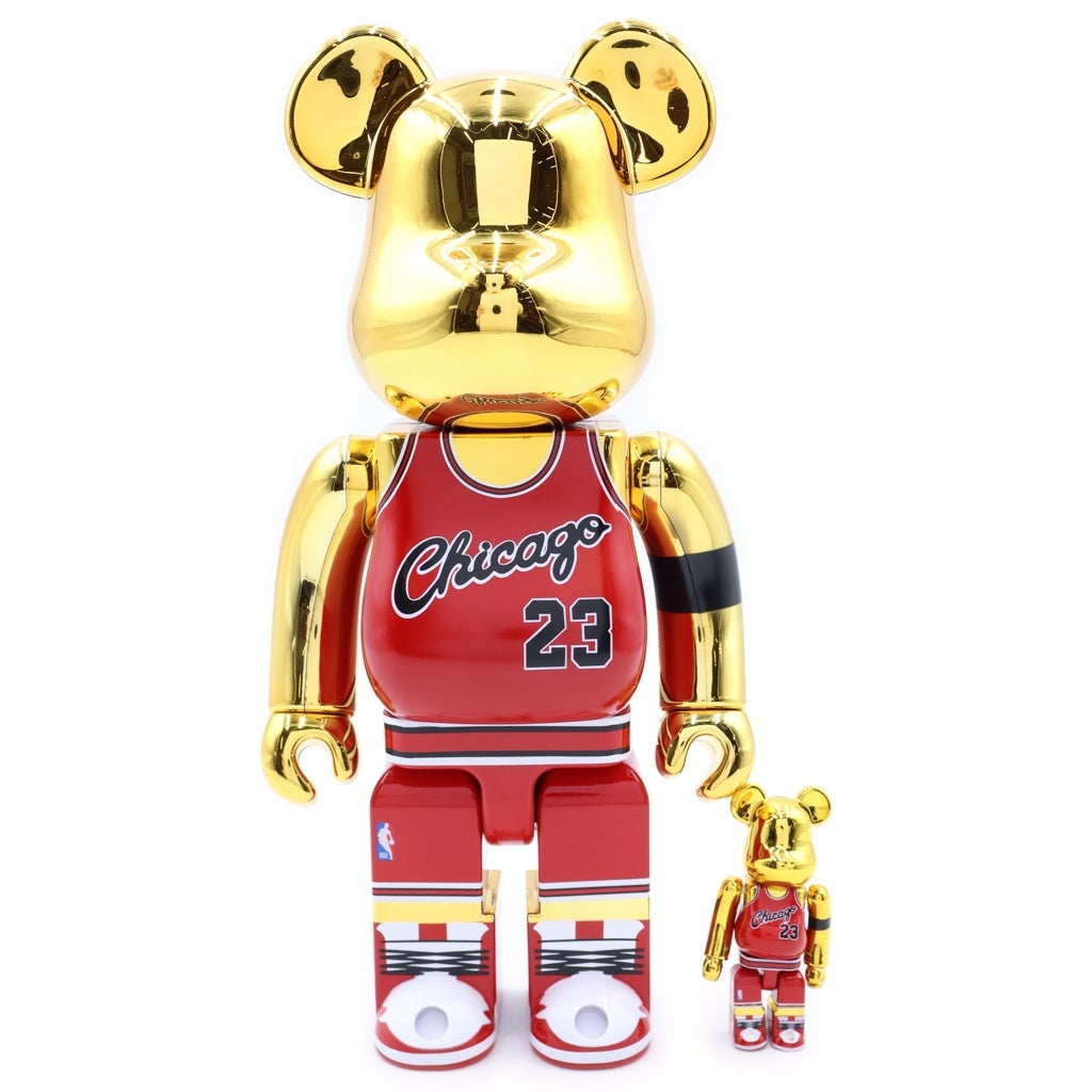 MEDICOM TOY(メディコムトイ) BE@RBRICK MICHAEL JORDAN 1985 ROOKIE JERSEY 100%&400% ベアブリック マイケルジョーダン ゴールド/レッド