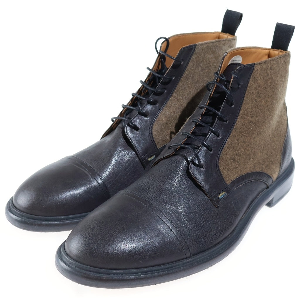 Paul Smith(ポールスミス) レースアップ レザー ウール ハイカットブーツ 8 ブラウン