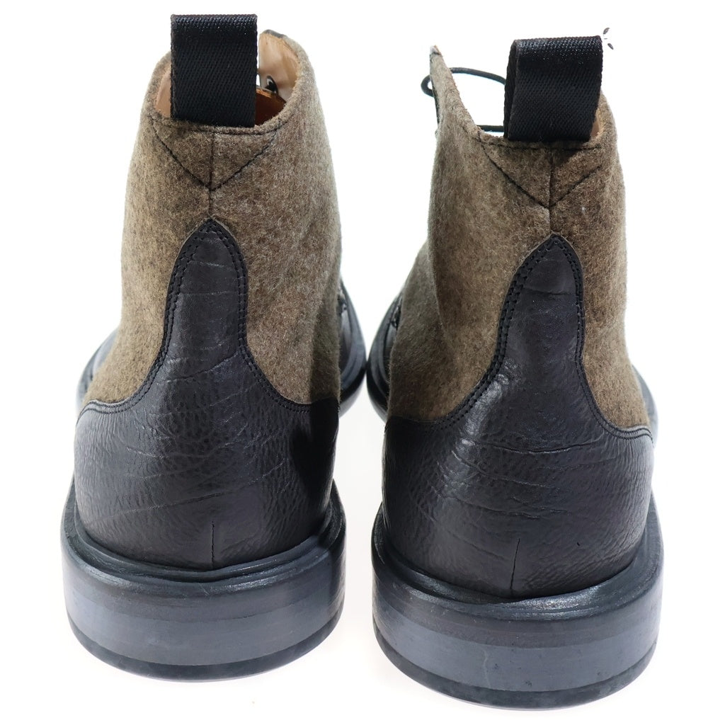 Paul Smith(ポールスミス) レースアップ レザー ウール ハイカットブーツ 8 ブラウン
