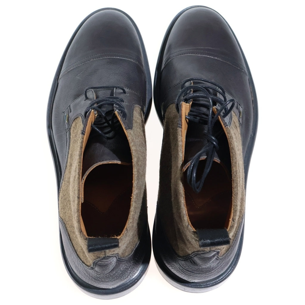 Paul Smith(ポールスミス) レースアップ レザー ウール ハイカットブーツ 8 ブラウン