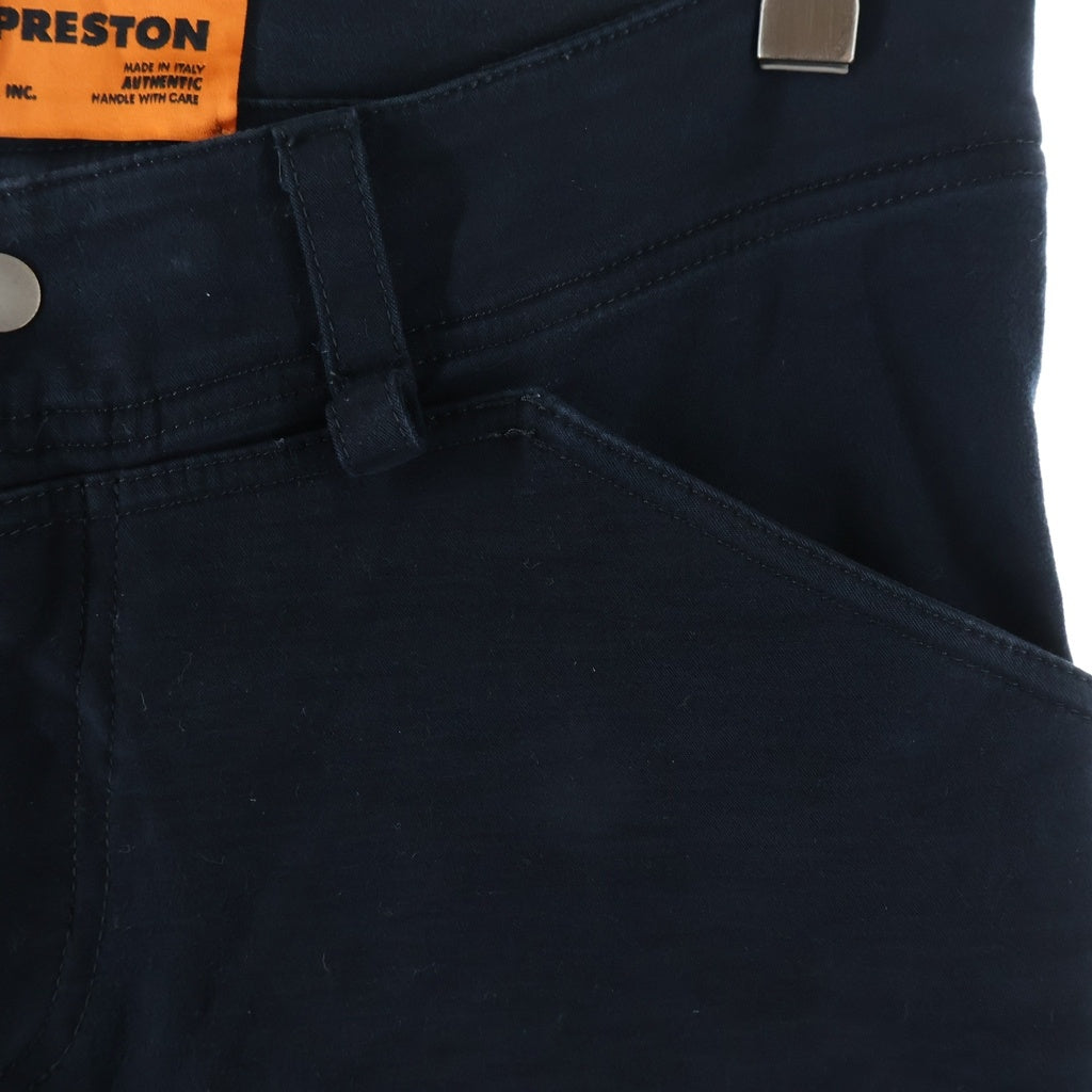 HERON PRESTON(ヘロンプレストン) ロゴパッチ サイドジップ シャーリング コットン カーゴパンツ ブラック