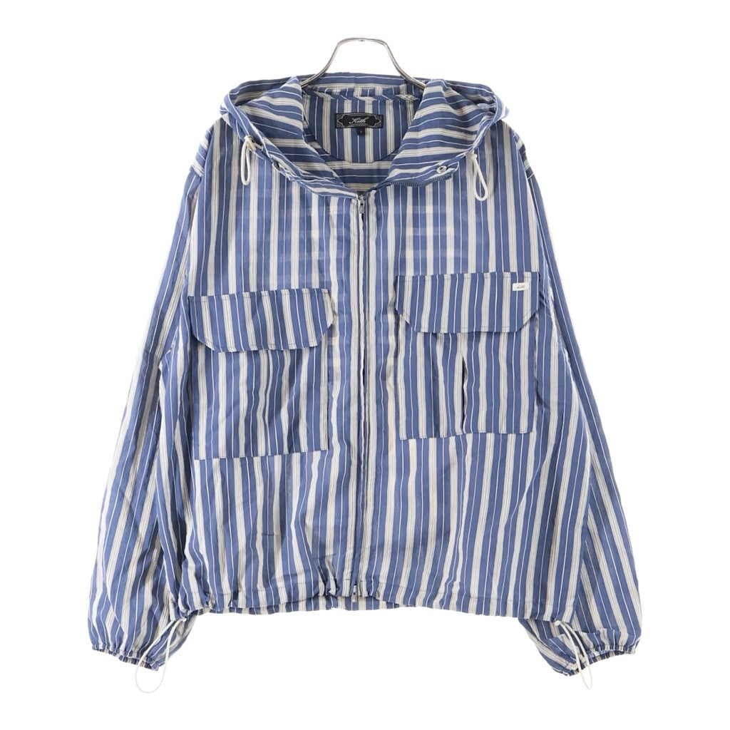 KITH(キス) Barre Stripe Full Zip Raj Jacket バール ストライプ フル ジップ ラジ ロゴパッチ フーディー パーカー ジャケット ブルー
