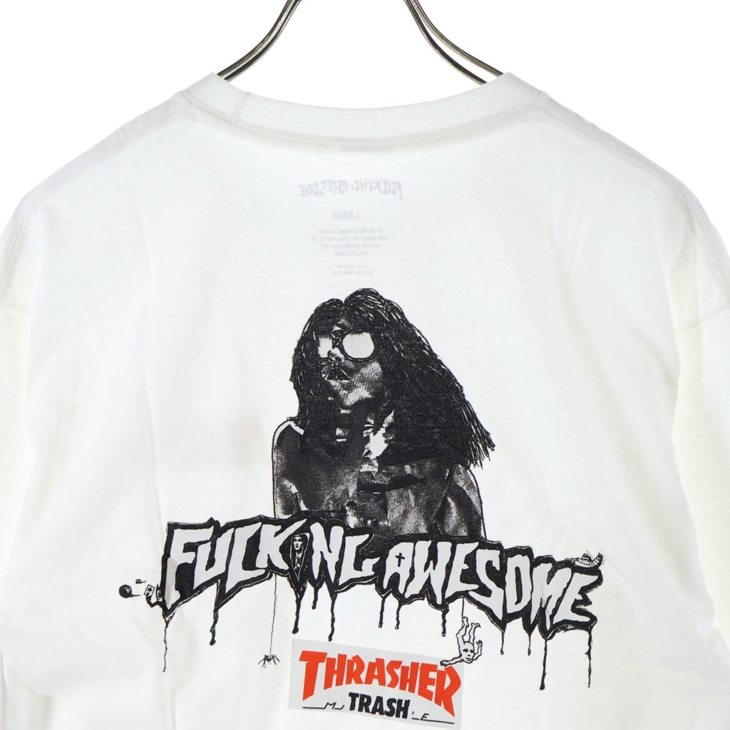 FUCKING AWESOME(ファッキンオーサム) ×THRASHER Trash Me L/S Tee スラッシャー トラッシュミー バックロゴ 両面プリント クルーネック 長袖 Tシャツ カットソー ホワイト