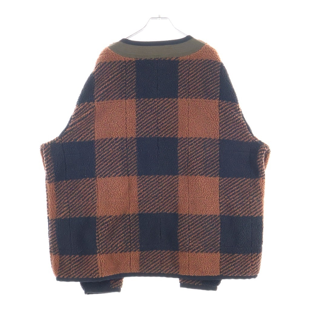 KITH(キス) 22AW PEARSALL LINER JACKET チェック総柄 ボアフリース ライナジャケット ブラウン