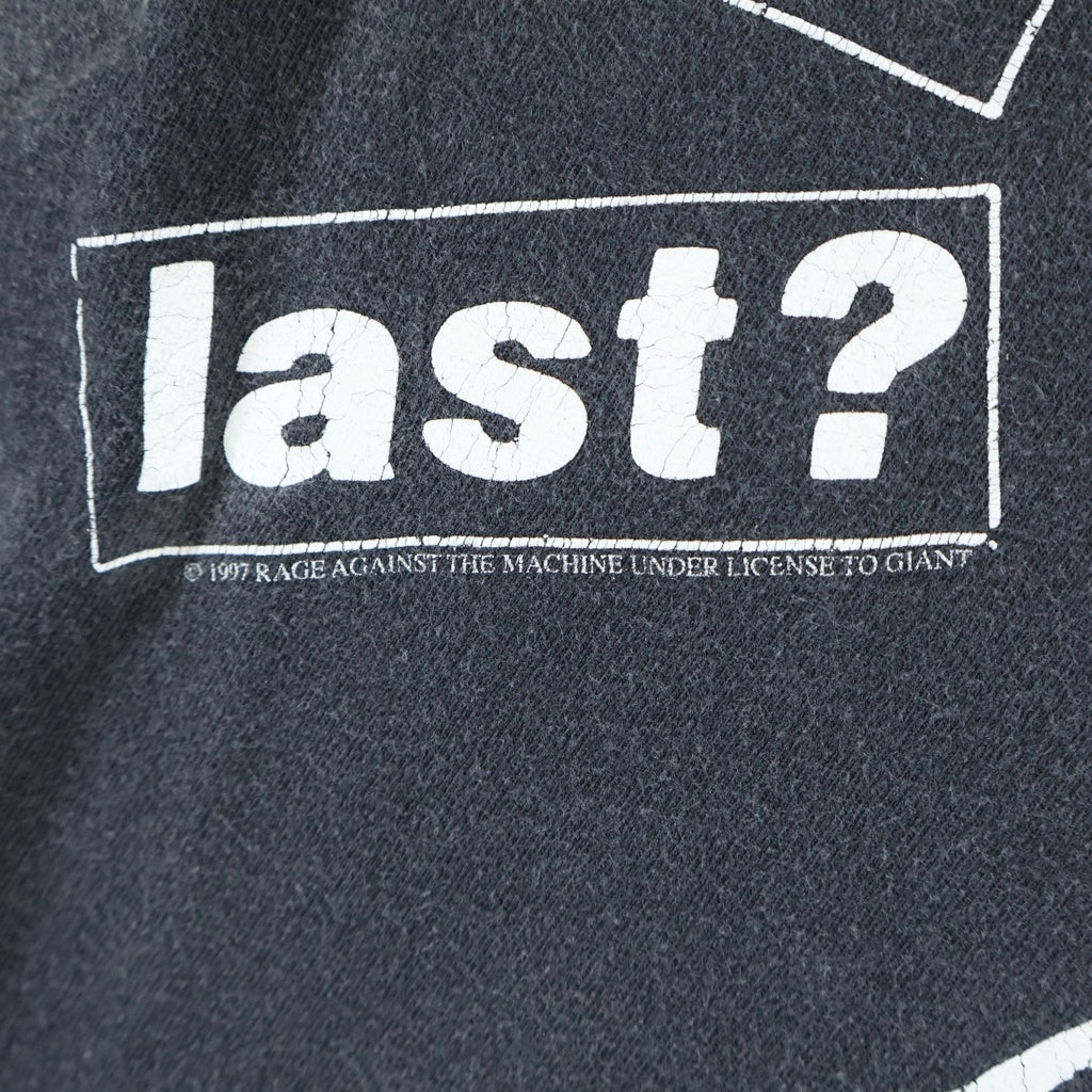 VINTAGE(ヴィンテージ) 90s RAGE AGAINST THE MACHINE WHO LAUGHS LAST レイジ アゲインスト ザ マシーン フーラフスラスト 両面プリント 半袖Tシャツカットソー ブラック