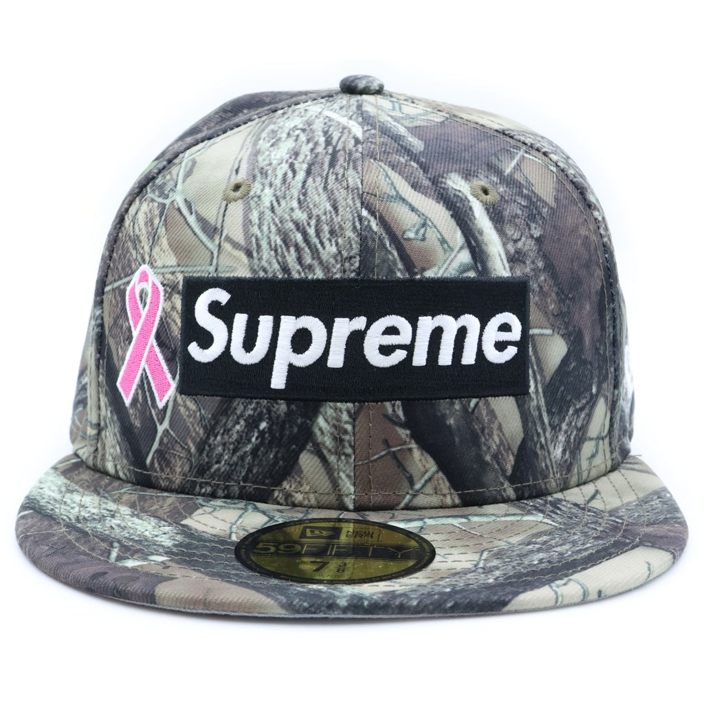 SUPREME(シュプリーム) 25AW ×New Era Breast Cancer Awareness Box Logo ニューエラ ブレスト キャンサー アウェアネス リアルツリーカモ 総柄 6パネル キャップ マルチ