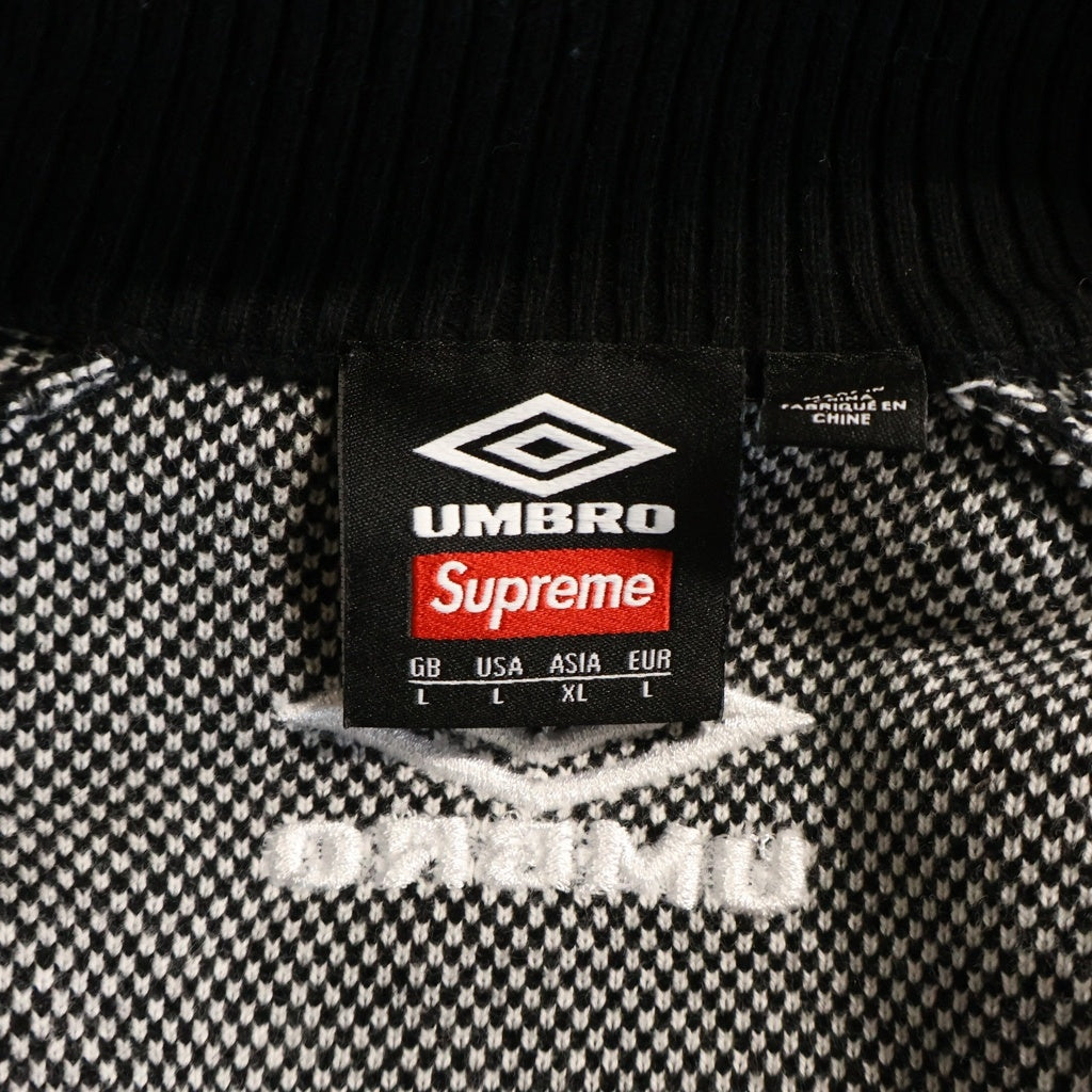 SUPREME(シュプリーム) 25SS ×UMBRO Zip Up Sweater フロントロゴ刺繍 サイドライン ジップアップ スウェット トレーナー ブラック