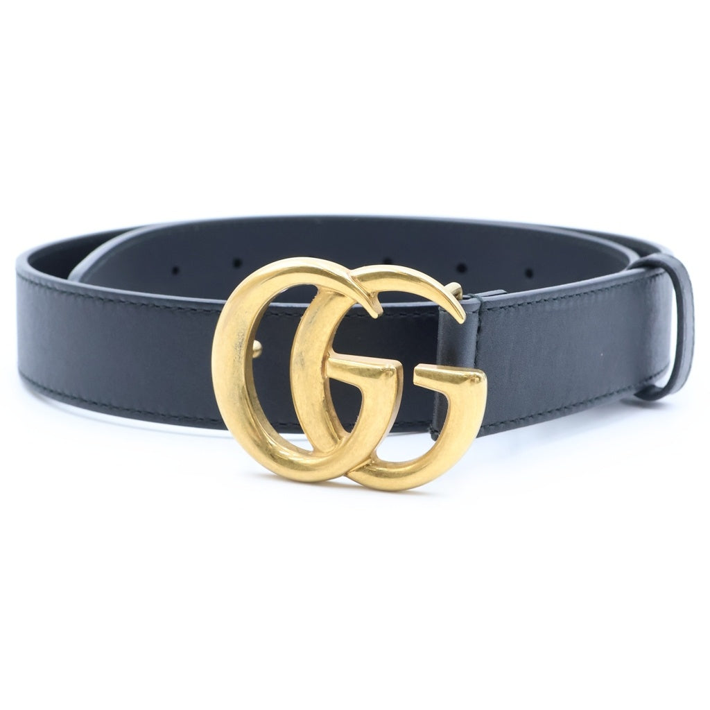 GUCCI(グッチ) GG Marmont Thin Belt ダブルジー ロゴ マーモント シン ナロー レザー ベルト ブラック 414516 AP00T レディース