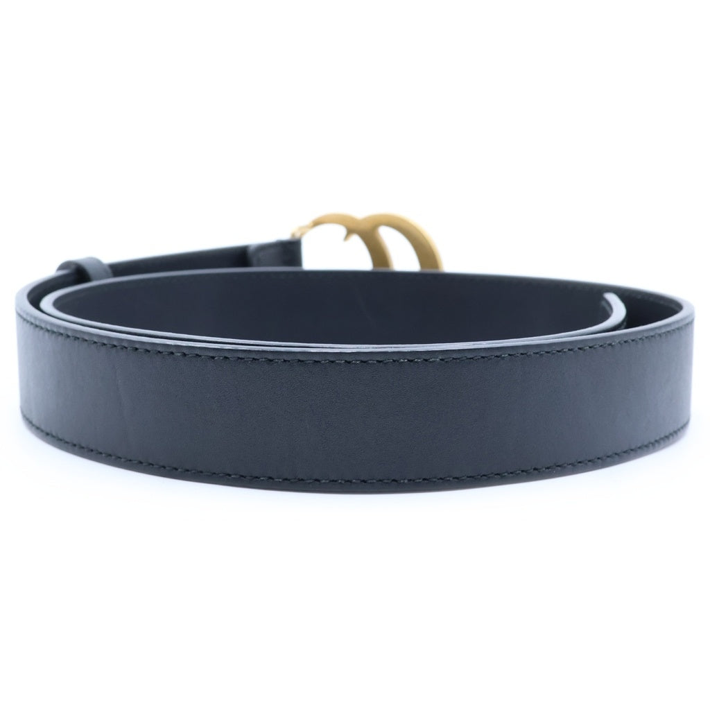 GUCCI(グッチ) GG Marmont Thin Belt ダブルジー ロゴ マーモント シン ナロー レザー ベルト ブラック 414516 AP00T レディース